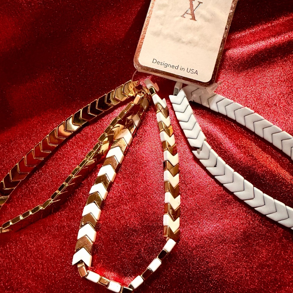 Gold and White Chevron Bracelets